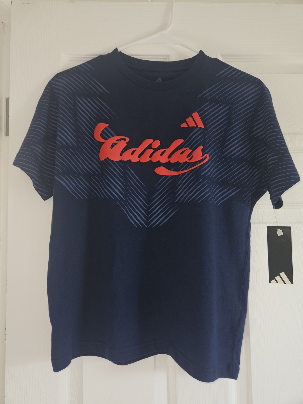 adidas Navy Blue Tee with Red Script Logo